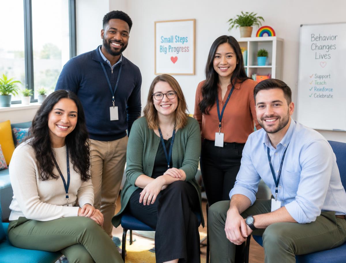 A smiling team of behavior therapists